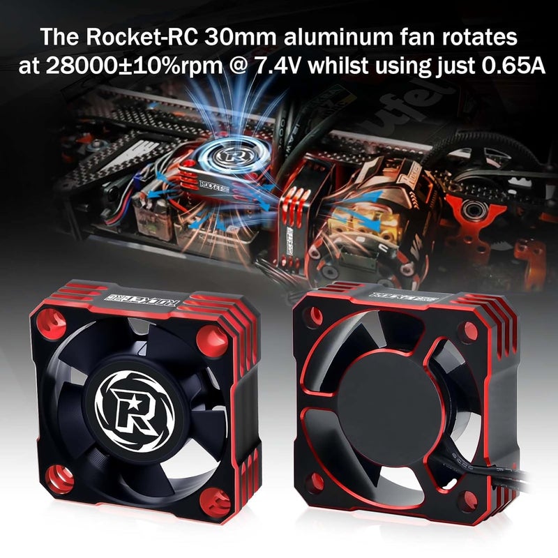 SURPASS HOBBY 2Pack Motor Cooling Fan,28000RPM ESC Cooling Fan,HeatSink for 1/8 1/10 1/12 Scale Car 540 550 Brushless Motor (Black Red) - Image 2